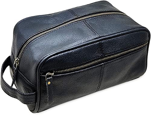 JAALD Tasche Kulturtasche Koffer Waschtasche Kit Ledertasche Kulturbeutel Necessaire echt Leder die Toilette Badezimmer Rasieren Wasserdicht Kosmetik Medikamente Herren Damen Leather toiletry dopp bag