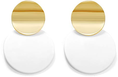 LILIE&WHITE Ohrringe – Stilvolle Statement-Ohrstecker für Damen in Weiß und Gold, Geometrisches Design, Eleganter und Moderner Modeschmuck
