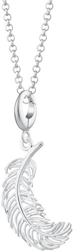 Lily Charmed - 925 Sterling Silver Large Feather Necklace with 18 Chain