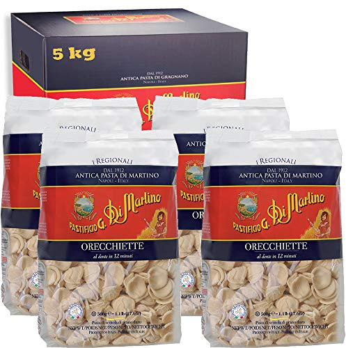 Orecchiette | 5kg Maxi Formato | Antica Pasta di Gragnano Igp | Pastificio Di Martino | Confezione 10 Pezzi da 500Gr | Eccellenza della Campania | 100% Grano Italiano | Idea Regalo