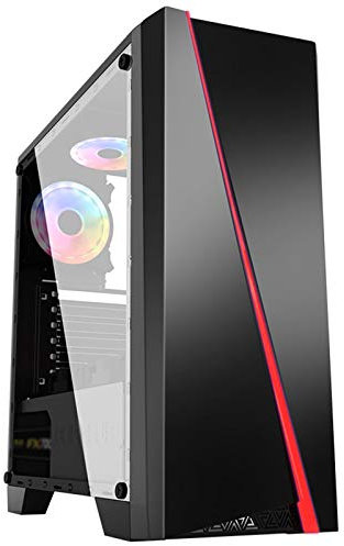 ZXCVBNAS Boîtier PC Gaming - Port USB3.0 - Gestion des câbles de Panneau latéraux en Verre trempé - Soyez Calme Eau-Refroidissement à l'eau - Éclairage RGB intégré - Noir