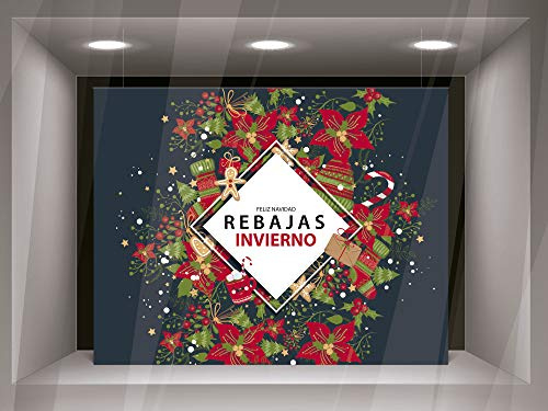 Oedim Fondo para Escaparate Rebajas Invierno | 70 x 100 cm | Sin Varilla | Fabricado en Lona 400gr | Decoración Escaparates Tiendas | Especial Navidad