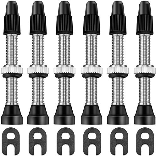 Hestya 9 Pieces Presta Valve Stem 40 mm Tubeless Presta Valve Stem Core Remover Tool Kit for Bicycle MTB and Road Bike Repair(Black)