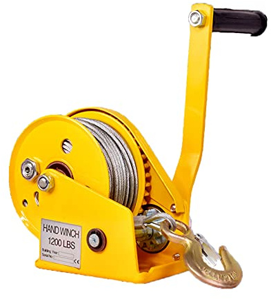Aprilhp Handseilwinde Klein mit Bremse Hand Seilwinde mit Kabel und Stahlhaken, Tragbar Bootswinde für GeläNdefahrzeugen, Yachten, Rutschfester Griff, 1200lb 10m