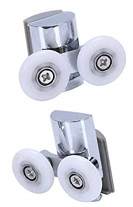 Shower Door Twin Rollers for Curved Doors,Zinc Alloy Runners Wheels Bathroom Replacement Parts of 1 Top & 1 Bottom