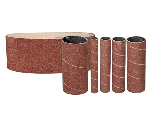 Güde 38364 Schleifzubehör-Set K80 6-tlg. (passend zu Güde #38353 Spindel-Bandschleifmaschine GSBSM 450) Rot