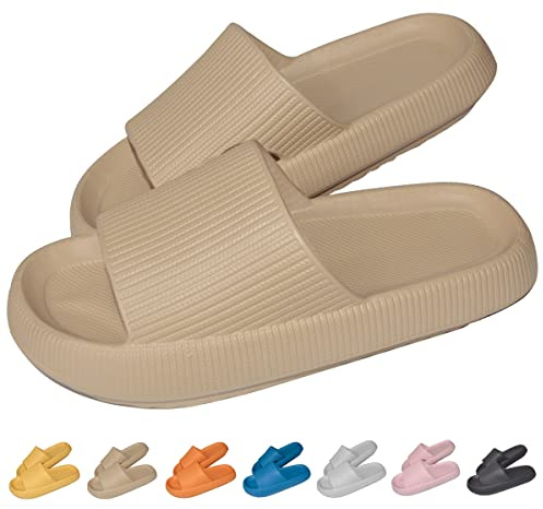 HIDARLING Cloud Sliders Women Men Non-Slip Pillow Sliders with Thick Sole for Shower Bathroom Pool Beach