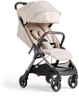 Silver Cross - Clic Compact Pushchair - Travel Stroller - Foldable & Lightweight Stroller - Cabin Size - Newborns to 4 years - Almond