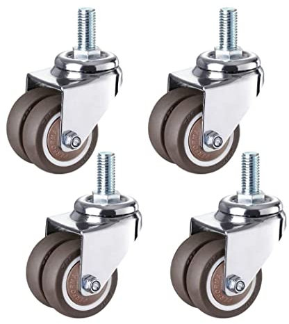 Lenkrollen, Lenkrollen, Industrierollen mit M12 x 25 mm Gewindeschaft, Hochleistungs-Schwenkrad aus Gummi, Doppelrolle, Ersatzrollen für Möbel (Farbe: Bremse, Größe: 38 mm/1,5 Zoll) (Universal 50 mm/