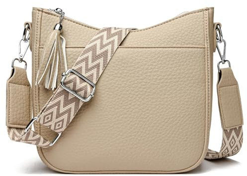 SOGYECS Umhängetasche Damen Kleine Handtasche Damen Schultertaschen Für Damen Leder PU Crossbody Bag Damen Breiter Gurt Khaki