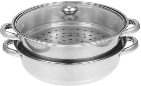 RORPOIR Doppelschicht Edelstahl Dampftopf 28cm Griffdesign Küchen Dampfgarer Für Lebensmittel Spülmaschinenfest
