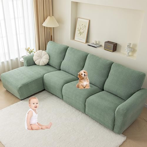 KCCRHIN 2024 Neuer Sesselbezug Stretchy All-Inclusive Sesselschoner Waschbar Sessel-Überwürfe Relaxsessel Relax Recliner Chair Cover Antirutsch Husse Mit Armlehnenschoner,Grün,3seats/8Pieces
