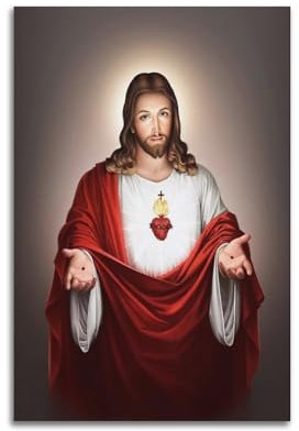 DATOZA Stampa artistica da parete su tela, motivo: Sacro Cuore di Gesù, poster decorativo per camera da letto, moderno, 30 x 45 cm