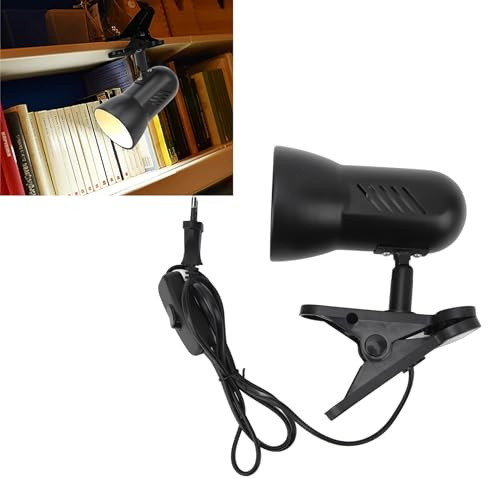 Topyond LED-Klemm-Arbeitslampe, 360° Drehbarer Kopf, E27-Schreibtischlampe mit Klemmen, Clip-on-Leseleuchte, Schreibtischlampen Für Zuhause, Wohnheim, Büro, Lesen, Schwarz(ohne Glühbirne)