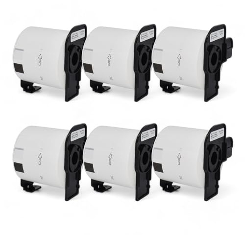 6 Rollen DK-11202 Versand-Etiketten (62mm x 100mm, 300 Stk pro Rolle) Schwarz auf Weiß, Kompatibel mit Brother QL-Druckern, Thermopapier für klare Bilder und Barcodes