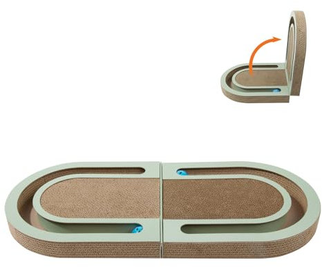 Klappbares Katzenkratzpad mit Jagdglocken, doppelseitig, interaktiv, langlebig, Katzenkratzer aus Pappe, Katzenkratzbrett for Katzen, Pappkratzpads for Katzenspielzeug im Innenbereich/436