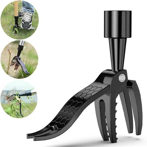 Pinza manuale per giardinaggio con design a testa a 4 artigli, strumento per rimuovere erbacce, testa di ricambio per raccogliere erbacce, senza piegarsi/inginocchiarsi per rimuovere erbacce,
