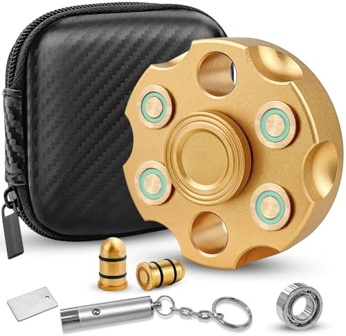 GZLCEU Fidget Spinner, Luce Notturna Hand Spinner Finger Spinner per Bambini Adulti Alleviare lo Stress e l'ansia Spinner Toy-con custodia pelle/torcia/parti smontate/cuscinetti
