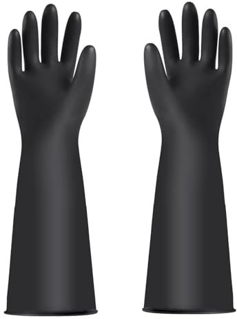 YONG-SHENG Heavy Duty Latex Gloves, Chemical Resistant Gloves, Industrial Gloves, Resist Strong Acid, Alkali and Oil, Rubber Garden Gloves (Thicker, 45CM)