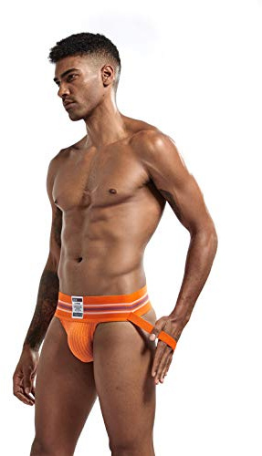 JOCKMAIL Tanga para Hombre Hombre Tanga Jockstrap Soporte Atlético con Suspensorio Ropa Interior de algodón (FR/ES, Letras, L, Regular, Regular, Naranja)