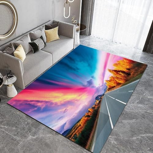 Kinderteppich Fantasy-Himmel, Natürliche Landschaft - Kurzflor Teppich Kinderzimmer Spielteppich Antiallergen Und Extra Weich - Babyzimmer Teppiche Für Junge Und Mädchen Babyteppich 80 X 160-0I5T6N5