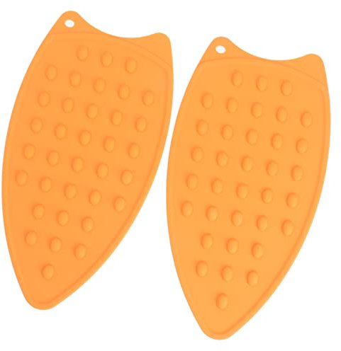 NDNCZDHC 2 Pcs Silicone Iron Rest Pad, Iron Mat for Ironing for Ironing Board, Ironing Pad for Irons Boards Irons Curling Irons (Orange)