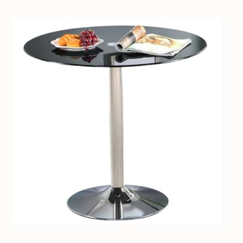 Glas Esstisch, Küche Runden Schwarz Temperiert Esstisch Modernes Rundschreiben 2 - 4 Sitzer Frühstück Bistrotisch Platzsparend Kneipencafé Abendessen Wohnzimmer Möbel(Size:80CM/31.2'',Color:Schwarz)