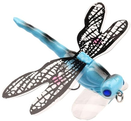 Angelköder mit Libelle, Kunstköder für Wasseroberfläche, Angelköder mit Haken | Fliegenfischen, Oberflächenköder mit Fliege, Doppelflügel, Libellenköder, Köder