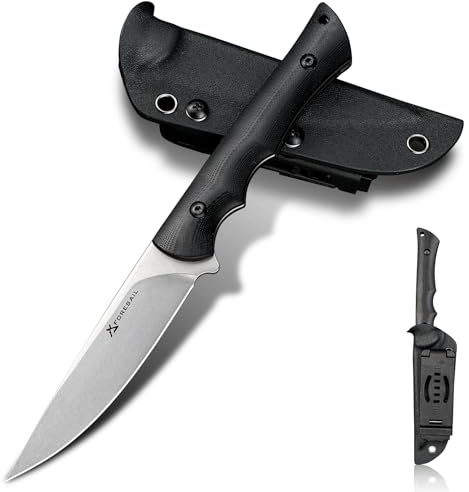 FORESAIL Outdoor Messer DC53 Stahl, Grau Stonewashed Blade, 21,4 cm | Full Tang Survival Messer, Kydex Scheide, G10-Griff, Gürtelmesser Feststehende Klinge, Ideal für EDC, Wandern