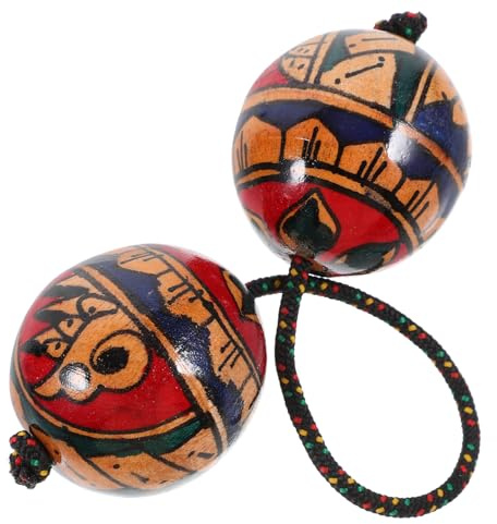 IMIKEYA Maracas Adulte, Boules Rythmiques en Bois, Instrument Shaker Africain à Main, Motifs Aléatoires, Son Clair, pour Fête et Spectacle Plusieurs styles