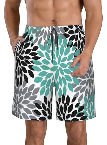 Dahlia Flower Short de plage décontracté pour homme, blanc, M