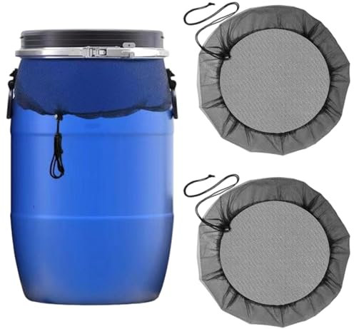 Rete per serbatoio dell'acqua piovana, 2 pezzi, copertura per serbatoio piovana di alta qualità con cordoncino, copertura regolabile, per serbatoio di pioggia, copertura protettiva (85 cm)