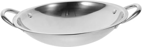 ELAYARD Wok Cuisson à pour Rond Acier Inoxydable Double Poignée