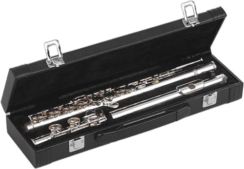 Flautas, Kit de flauta Juego de flauta con orificio cerrado de 16 orificios Instrumento de viento de madera Flautas de concierto con llave C Cuproníquel plateado con paño de limpieza Flauta intermedia