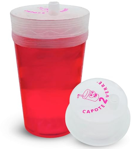 Capote2Verre Pack de 3 protectores de vaso antidroga – Cubrevasos antidroga – Tapa para vasos antidroga para festivales y fiestas – Antiderrame – Reutilizable, se adapta a todos los vasos (3)