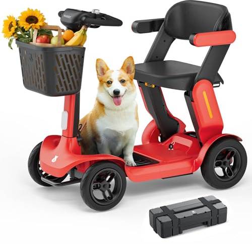 40 Miles Powered Folding Mobility Scooter S3, Two Detachable Battery Foldable Electric Scooter with AI Safety System for Seniors Adults, 300 lbs Load Capacity, 6 MPH Speed, All Terrain