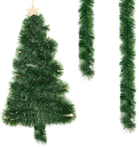 Ghirlanda Natale Verde 6 Metri - ø 9 CM Ghirlanda Artificiale Abete Decorazioni per L'albero Natale Decorazioni Lametta per Mensola Del Camino,Scale,Camino,Natalizia,Interni,Esterni