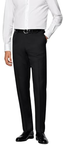 Mens Black Formal Trousers Smart Office Workwear Dress Pants Business Suit Bottoms School College Security Uniform Flat Front Straight Leg Waist 30–50 Inside Leg 27/29/31/33 Inch Black 34W/31L