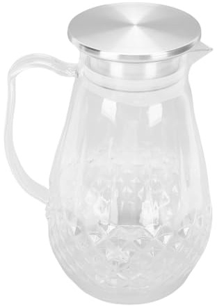 Fockety Jarra de agua, jarras de acrílico transparente de 50 oz con asa y tapa, jarra de plástico reutilizable y resistente a los golpes para té helado, café frío, limonada, sangría