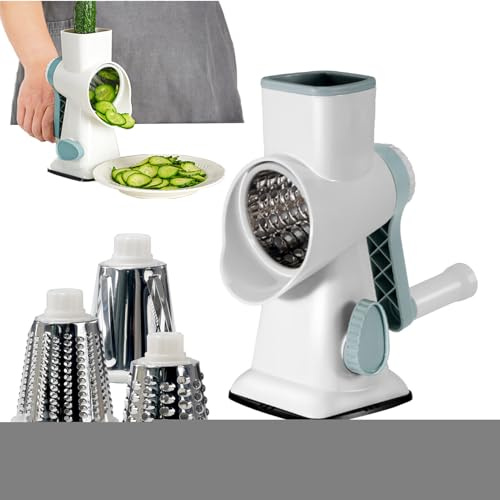 Rallador De Queso Giratorio,Cortador Manual De Ajo - Rallador De Queso Con Manivela Manual,para Zanahorias Frutas Pepino Patatas y Cocina de Restaurante