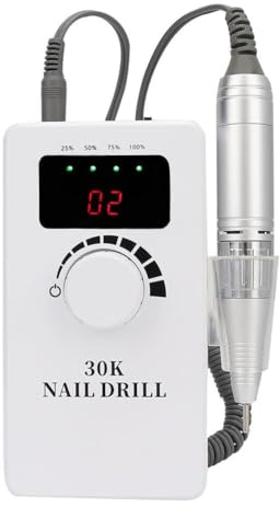 Yinhing Trapano per Unghie Elettrico Professionale 30000 Giri/min Lucidatore per Unghie Portatile Ad Alta velocità Tampone Smerigliatrice con Display LCD 6 Teste Lucidanti per Salone di (Spina