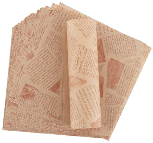 DAJAVE 500 Pcs Greaseproof Paper, Wax Paper Sheets Fish and Chip Papers Sheet Food Wrapping Papers Sandwich Burger Wrapping Sheet for Burgers Fries