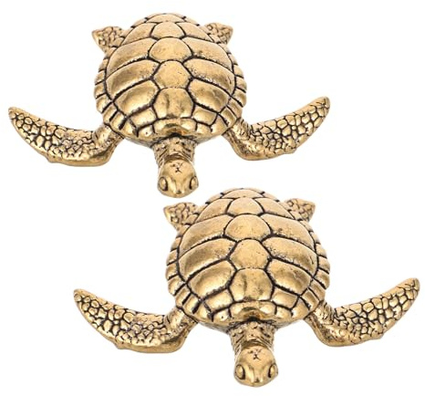 Toddmomy Lot de 2 Figurines de Tortues Miniatures en Laiton Résistant aux Intempéries, Décorations de Bain D’Oiseaux Extérieures pour Jardin, Accessoires Stabilisateurs pour Bassins
