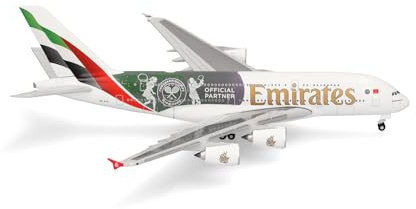 Herpa modellino aereo Emirates Airbus A380 Wimbledon Official Partner miniatura in scala 1:500, pezzo da collezione, modello di aereo senza supporto, metallo
