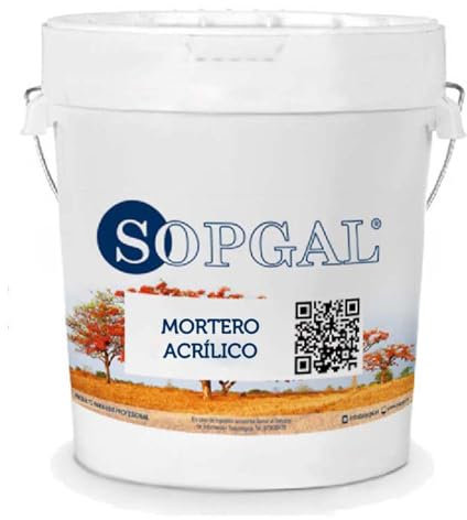 Mortero Acrílico con Áridos (25kg, Arena) - Altamente elástico e impermeable para exteriores: rellenado de grietas, colocación de azulejos... - Sopgal