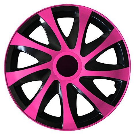 Eight Tec Handelsagentur (Farbe & Größe wählbar) 13 Zoll Radkappen, Radzierblenden Draco Bicolor (Schwarz/Pink) passend für Fast alle Fahrzeugtypen (universal)