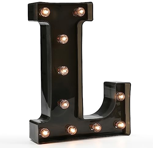 Oycbuzo Light Up Black Alphabet Marquee Letters LED Lights Sign for Night Light Home Bar Christmas Lamp Birthday Party Wedding Decoration L