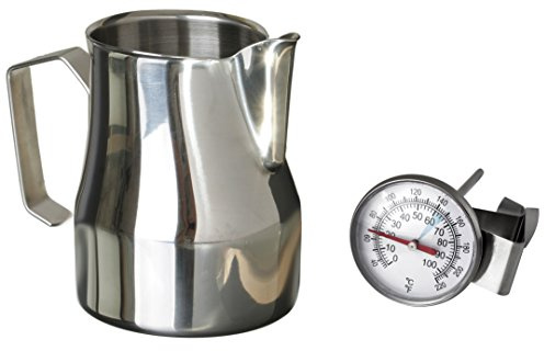 scarlet espresso | Milchkännchen »L'Art Profi« für Latte Art; aus 18/10 Edelstahl mit Antihaftbeschichtung; hochwertiger Barista Pitcher (Set: 350 ml & Milchthermometer)