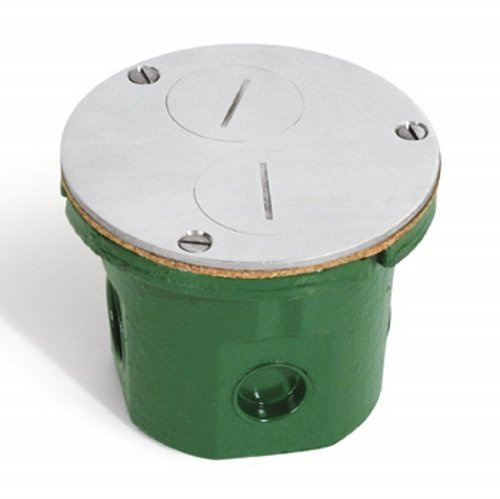 Lew Electric Flush Mounted Round Floor Box (Dual Screw Plugs | Power, Aluminum)
