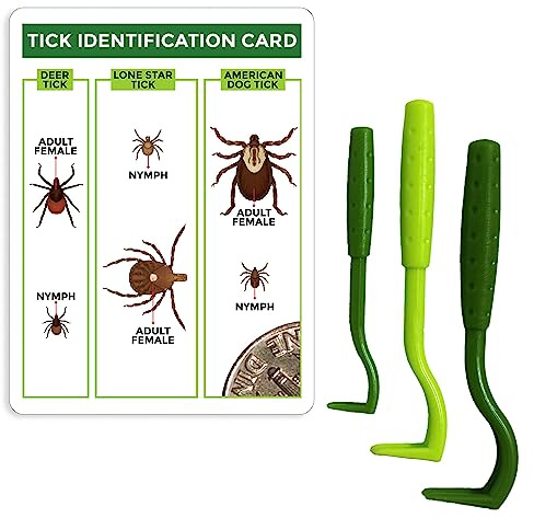 TickCheck Tick Remover Value 3 Pack - Tick Remover Tools + Tick Identification Card - for Humans, Dogs & Cats (5 Sets)